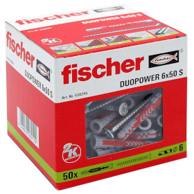 fischer DuoPower 6 x 50 S zwei Komponenten Klapp - , Spreiz - und Knotdbel mit Schrauben