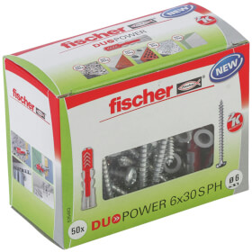fischer DuoPower 6 x 30 S PH zwei Komponenten Klapp - , Spreiz - und Knotdbel mit Schrauben