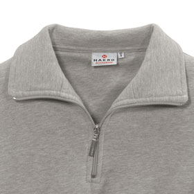 Berufsbekleidung Sweatshirt HAKRO Zip-Sweatshirt, grau-meliert,