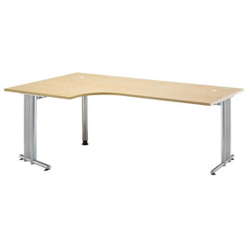 Hammerbacher Schreibtisch in Winkelform mit C - Stahlrohrgestell, Plattenstrke: 2, 5 cm