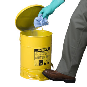 Justrite Gefahrstoff-Entsorgungsbehälter Stahlblech für lösemittelhaltige Putzlappen und Abfälle
