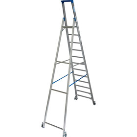 Leitern Stufen - StehLeitern Krause Stufen-StehLeiter, fahrbar (Alu), Arbeitshhe 4,8 m,
