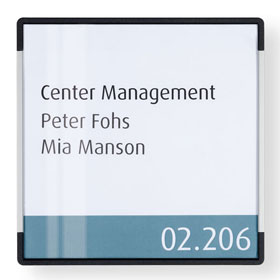 Türschild Signcode Wall Rahmen: 4 mm, Ecken aus Metalldruckguss