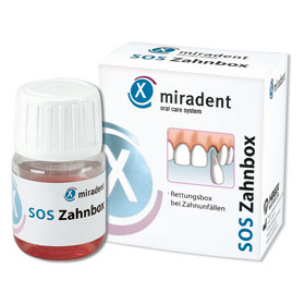 miradent Zahnrettungsbox SOS Zahnbox spezielle Nhrlsung zur Aufbewahrung ausgeschlagener Zhne und Zahnfragmente