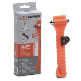 Lifehammer Rettungshammer Classic Glow in the Dark orange Nothammer fr das Zertrmmern von Autoscheiben