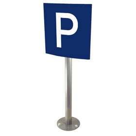Parkplatzschild Pacific gewölbt, blau (ähnlich RAL 5005) / weiß