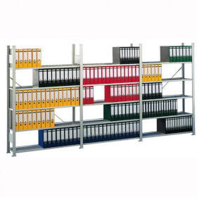 Regalsysteme Steckregale Büro - Steckregal, Grundregal RAL 7035, doppelseitig, 
