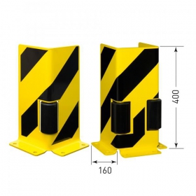 Anfahrschutz Winkel (zweiseitiger Schutz) mit Leitrolle, gelb/schwarz