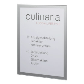 OFFICE Infotafeln, hochwertige Beschilderung aus Glas und Aluminium,