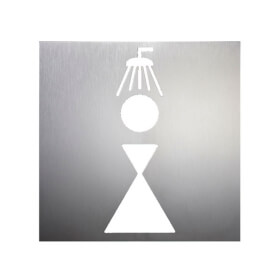 Phos Türschilder aus Edelstahl Symbol Damendusche, selbstklebend, 