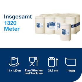 Tork 120123 Standard Papierwischtücher Universal 1-lagig für Spendersystem M1