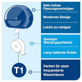 Toilettenpapierspender T1 Tork Spender für Jumbo Großrollen-Toilettenpapier, Kunststoff,