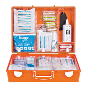 Erste-Hilfe-Koffer SHNGEN Spezialausfhrung mit Zusatzbefllung fr Baustelle,