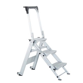 Zarges Plazastep P Sicherheitstreppe mit Sicherheitsbügel 3 Stufen