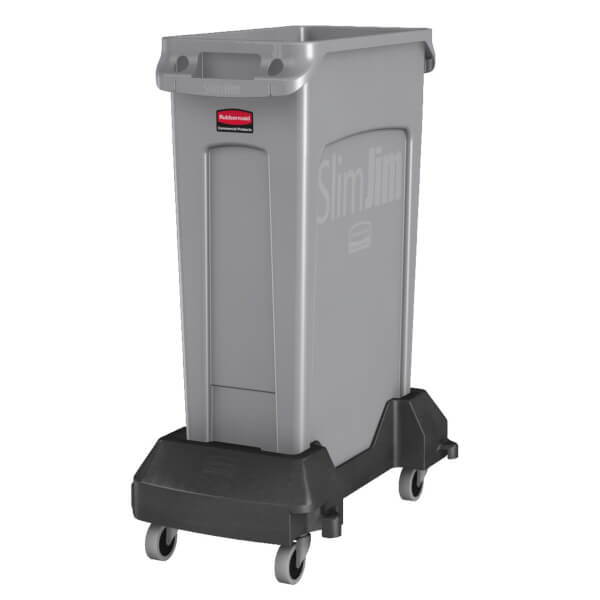 Rubbermaid Sparset Slim Jim Abfalleimer 60 l mit Transportroller stabiler Abfallbehälter mit platzsparendem Design