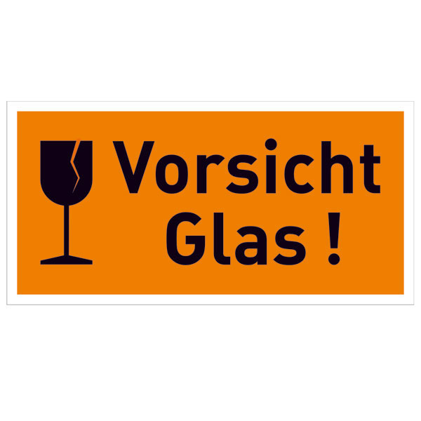 Verpackungsetiketten Text Vorsicht! Glas direkt beim Hersteller kaufen