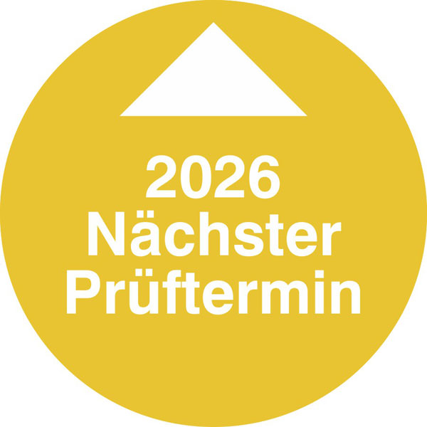 Jahresprüfplakette - Nächster Prüftermin in Jahresfarbe
