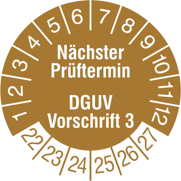 10 Prüfetiketten 18 mm geprüft nach DGUV Vorschrift 4 Prüfplaketten 2020-2025 