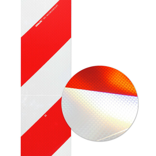 ORALITE Warnflaggen-Set für LKW-Hubladebühnen rot-weiß von Orafol Halterung optional rechtsweisend mit Halterung linksweisend gemäß § 53b StVZO 