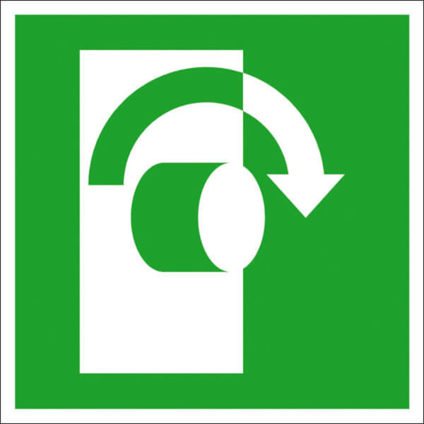 Fluchtwegschild - langnachleuchtend Öffnung durch Rechtsdrehung