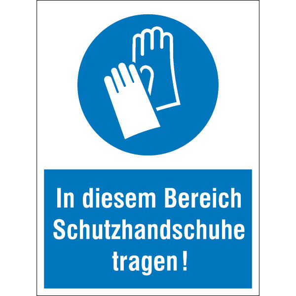 Gebots-Kombischild In diesem Bereich Schutzhandschuhe tragen! direkt beim  Hersteller kaufen