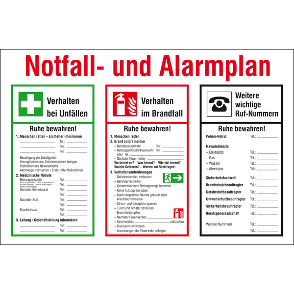 Vorlage als pdf & doc herunterladen und beliebig oft verwenden. Notfall Und Alarmplan Vorlage Excel . Aushang Notfall Und Alarmplan Notfall Und Alarmplan Direkt Beim Hersteller Kaufen
