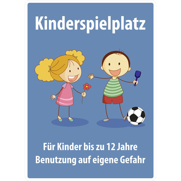 Spielende-Kinder-Aluminium-25 x 15 cm-Spielplatz-Schild-Warnschild-Hinweisschild 