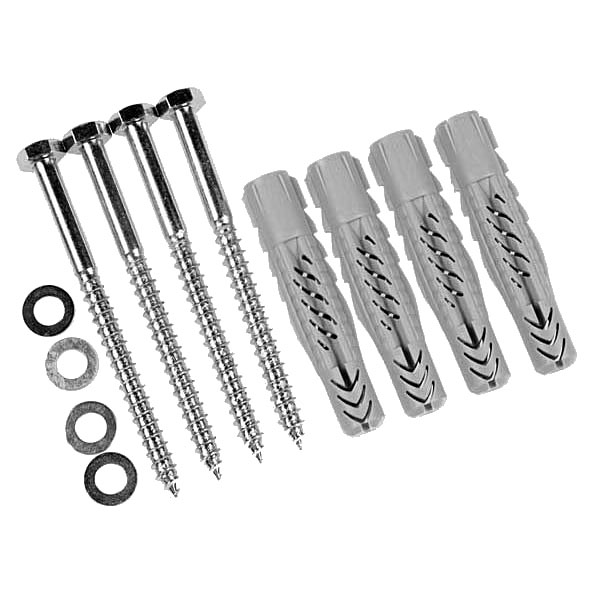 Montageset 4 Stahlschrauben verzinkt (8x85mm), inklusive Unterlegscheiben und Dübel