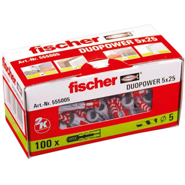 fischer DuoPower 5 x 25 zwei Komponenten Klapp - , Spreiz - und Knotdübel