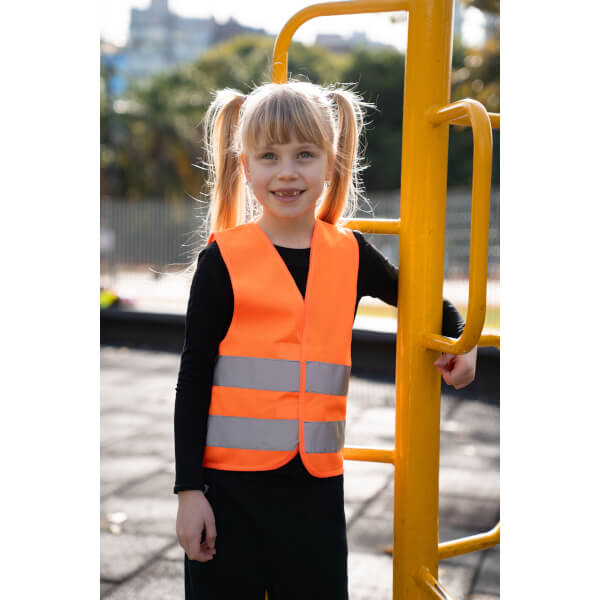 Korntex Kinderwarnweste Aarhus orange mit zwei Reflexstreifen und  Klettverschluss kaufen