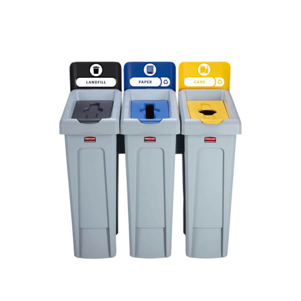 Rubbermaid Slim Jim Recycling - Station Wertstoff - Sammelstation mit 3 Abfallbehältern